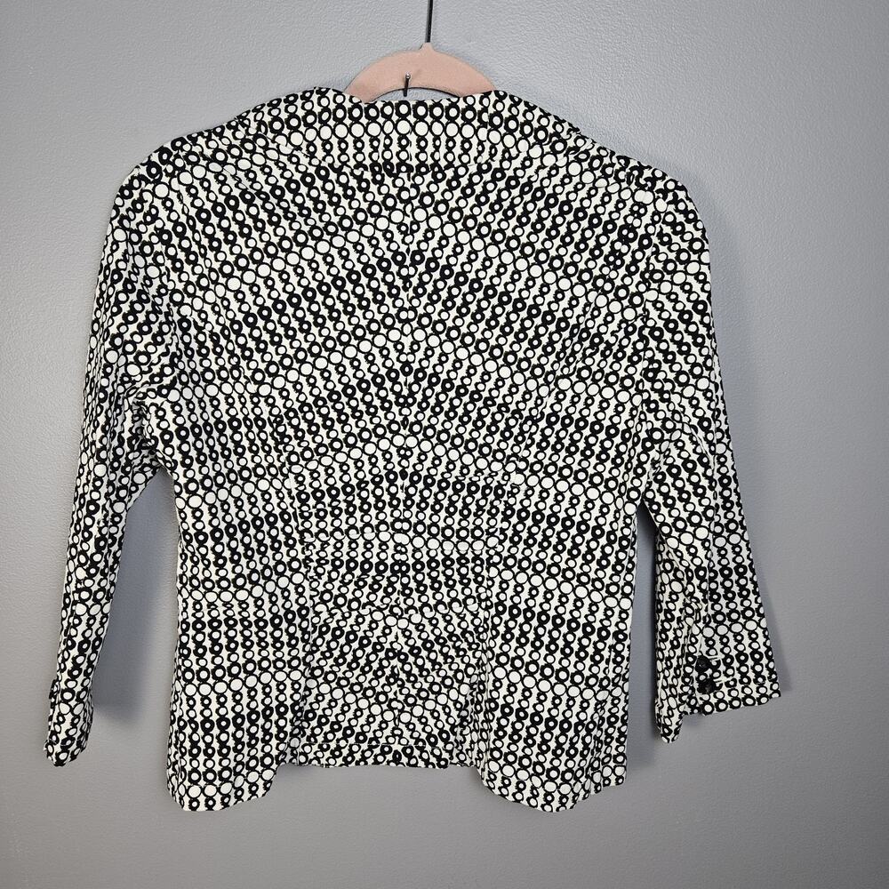 Cabi Du Jour Jacket Cropped Womens Sz 6 3/4 Sleeve Black Collar‎ Two Button - Picture 2 of 7